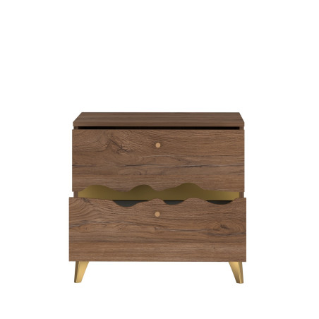 Noptiera Cu 2 Sertare Kattla, Stejar Colonial Si Auriu, 60.2 Cm-01