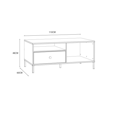 Masa Cafea Cu 1 Sertar Supervita, Nisipiu Si Auriu,110 Cm-01