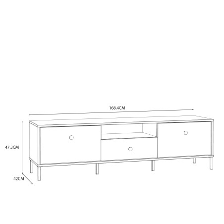 Comoda TV Cu 1 Sertar Si 2 Usi Supervita, Nisipiu Si Auriu, 168.4 Cm-01