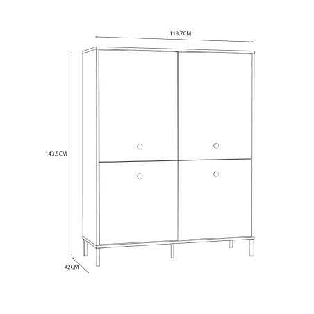 Comoda Inalta Cu 4 Usi Supervita, Nisipiu Si Auriu, 113.7 Cm-01