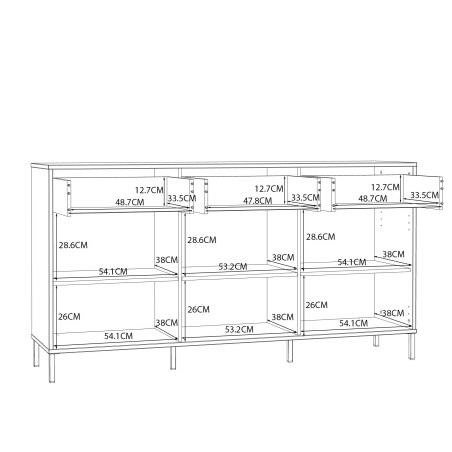 Bufet Cu 3 Usi Si 3 Sertare Supervita, Nisipiu Si Auriu, 168.4 Cm-01