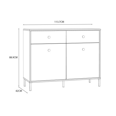 Comoda Cu 2 Usi Si 2 Sertare Supervita, Nisipiu Si Auriu, 113.7 Cm-01