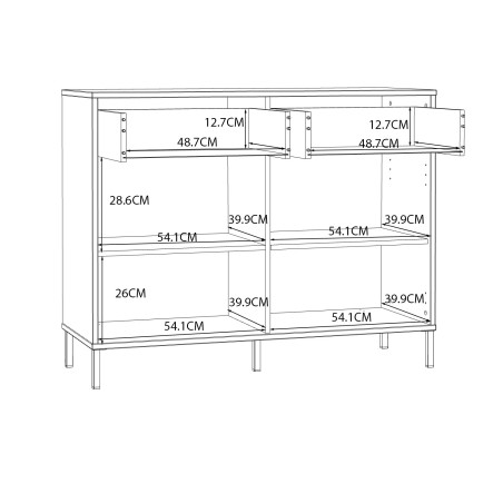 Comoda Cu 2 Usi Si 2 Sertare Supervita, Nisipiu Si Auriu, 113.7 Cm-01