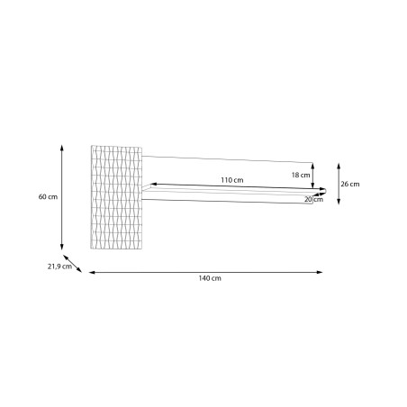 Raft suspendat Flexytone, Stejar Mauvella Si Negru Mat, 140 Cm-01