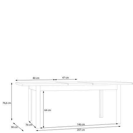 Masa extensibila Flexytone, Stejar Mauvella Si Negru Mat, 160.4 Cm-01