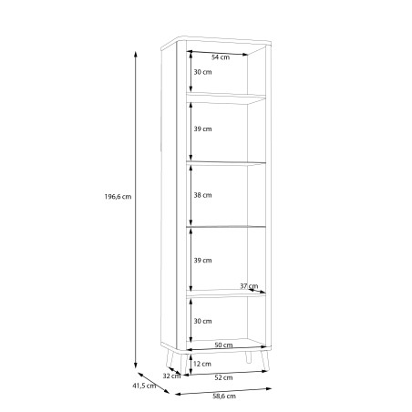 Vitrina Inalta Cu 1 Usa Flexytone, Stejar Mauvella Si Negru Mat, 58.6 Cm-01