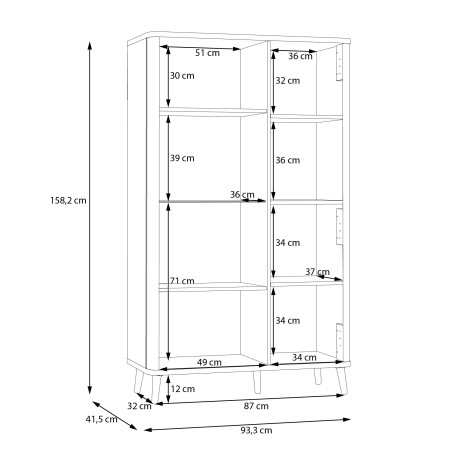 Vitrina Cu 2 Usi Flexytone, Stejar Mauvella Si Negru Mat, 93.3 Cm-01