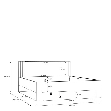 Pat Winterplay, Stejar Riviera Cu Alb Super Lucios, Dimensiune Saltea 160 x 200 Cm-01