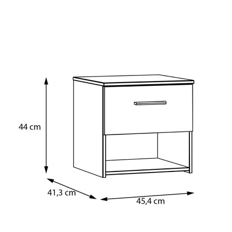 Noptiera Cu 1 Sertar Winterplay, Stejar Riviera Cu Alb Super Lucios, 45.4 Cm-01