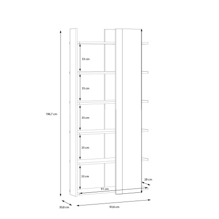 Etajera Intuition, Stejar Mauvela Cu Alb/ Gri, 93.6 Cm-01