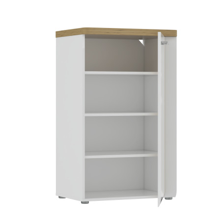 Comoda Cu 1 Usa Hol Tuluza, Stejar Artisan Si Alb Lucios, 60.4 Cm-01