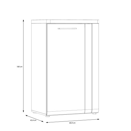 Comoda Cu 1 Usa Hol Tuluza, Stejar Artisan Si Alb Lucios, 60.4 Cm-01