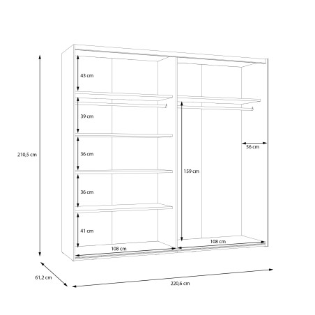 Set Dormitor Pickadilly, Pat Cu somiera Rabatabila, Dulap Cu 2 Usi Si 2 Noptiere, Dimensiune saltea 160 x 200 Cm-01