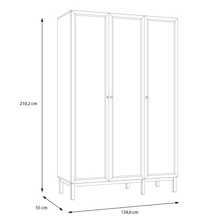 Set Dormitor Pickadilly,  Dulap Cu 3 Usi, 2 Noptiere Si Pat Cu somiera Rabatabila, Dimensiune saltea 160 x 200 Cm-01