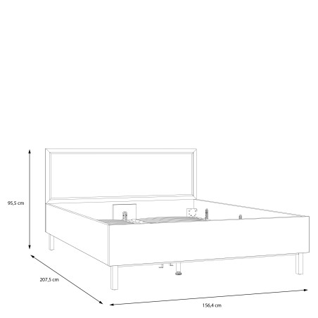 Set Pat Cu somiera Pickadilly, Gri Deschis Si Stejar Pamantiu, Dimensiune saltea 150 x 200 Cm-01