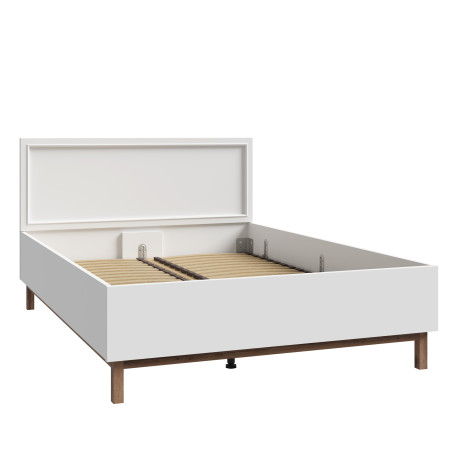Set Pat cu somiera Pickadilly, Gri Deschis Si Stejar Pamantiu, Dimensiune Saltea 135x190 Cm-01