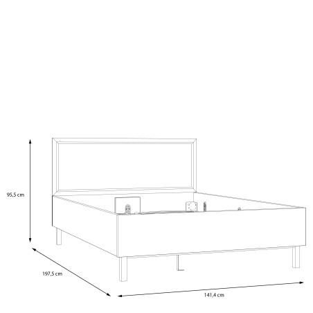 Set Pat cu somiera Pickadilly, Gri Deschis Si Stejar Pamantiu, Dimensiune Saltea 135x190 Cm-01