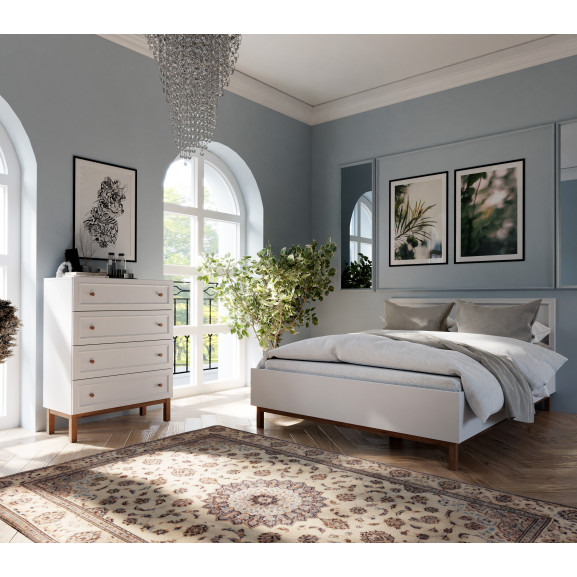 Pat Pickadilly Dimensiune Saltea 150 x 200 Cm Gri Deschis Si Stejar Pamantiu