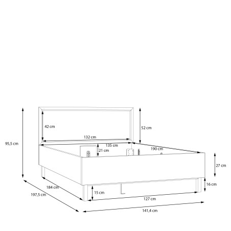 Pat Pickadilly, Dimensiune saltea 135 x 190 Cm,  Gri Deschis Si Stejar Pamantiu-01