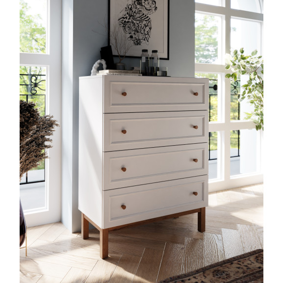 Comoda 4 Sertare Pickadilly Gri Deschis Si Stejar Pamantiu 80.2 Cm