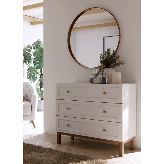 Comoda 3 Sertare Pickadilly Gri Deschis Si Stejar Pamantiu 100.2 Cm