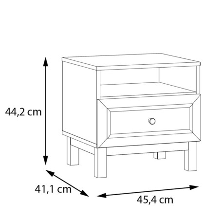 Noptiera Cu 1 Sertar Pickadilly, Gri Deschis Si Stejar Pamantiu, 45.4 Cm-01