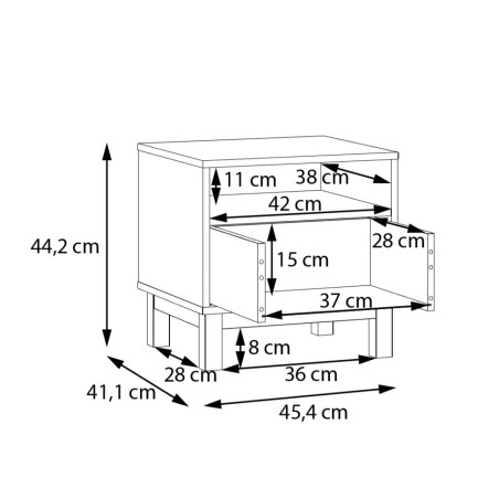 Noptiera Cu 1 Sertar Pickadilly, Gri Deschis Si Stejar Pamantiu, 45.4 Cm-01