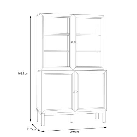 Vitrina 4 Usi Pickadilly, Gri Deschis Si Stejar Pamantiu, 99.9 Cm-01