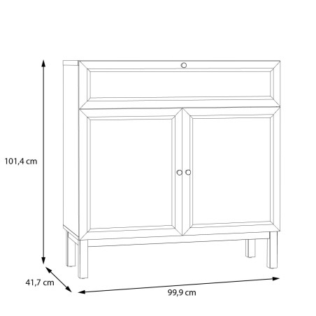 Comoda 2 Usi Si 1 Sertar Pickadilly, Gri Deschis Si Stejar Pamantiu, 99.9 Cm-01