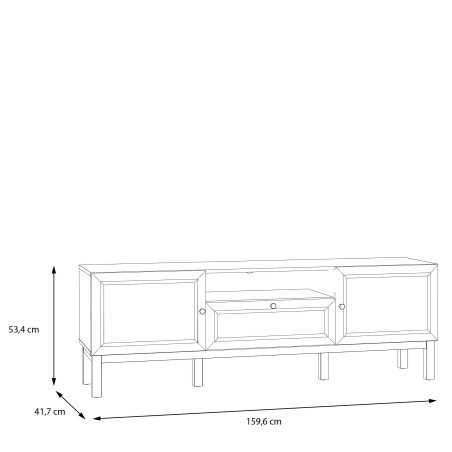 Comoda TV 1 Sertar Si 2 Usi Pickadilly, Gri Deschis Si Stejar Pamantiu, 159.6 Cm-01