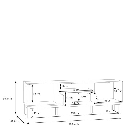 Comoda TV 1 Sertar Si 2 Usi Pickadilly, Gri Deschis Si Stejar Pamantiu, 159.6 Cm-01