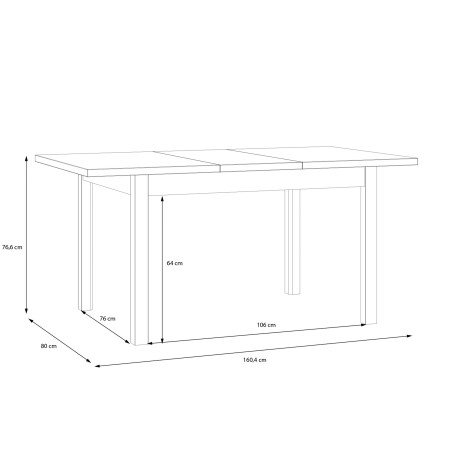 Masa extensibila Jeremix, Stejar Mauvella Si Negru Mat, 120.4/160.4 x 80 x 76.6 Cm-01
