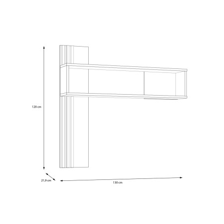 Raft De Perete Suspendat Jeremix, Stejar Mauvella Si Negru Mat, 130 Cm-01