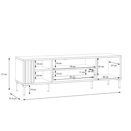 Comoda TV 1 Sertar Si 1 Usa Jeremix, Stejar Mauvella Si Negru Mat, 159.5 Cm-01