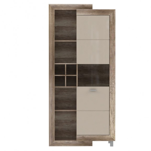 Vitrina Cu 1 Usa Genetic, Sonoma Antic Si Bej Lucios, 91 Cm antic