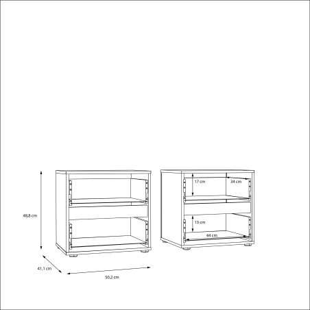 Set 2 noptiere Cu Sertare Longbeach, Stejar Riviera, 50.2 Cm-01