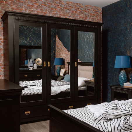 Dulap 3 Usi si 2 Sertare Saint Tropez, Vopsit Negru, 180 Cm-01