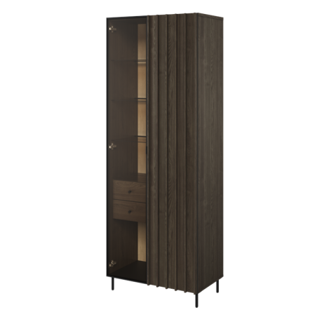 Vitrina Cu 2 Usi Si 2 Sertare Belmonte, Frasin Portland Si Negru, 73 Cm-01