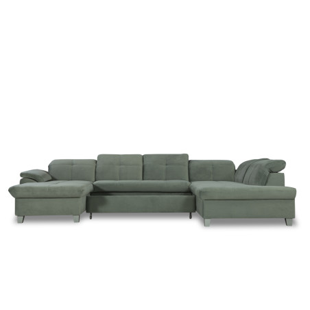 Coltar U Extensibil Sevilia Lux, Dreapta, 6 Locuri, Tetiere Reglabile, Verde, 355 Cm-01