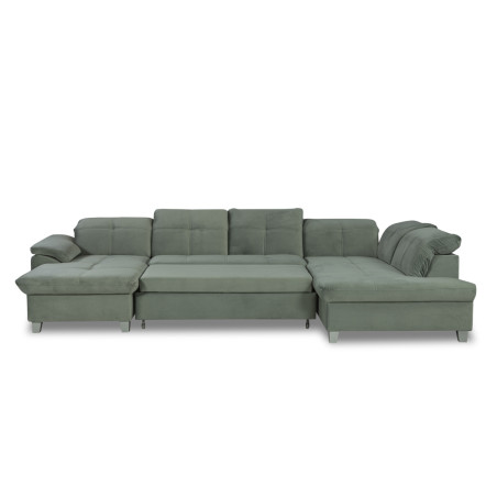 Coltar U Extensibil Sevilia Lux, Dreapta, 6 Locuri, Tetiere Reglabile, Verde, 355 Cm-01