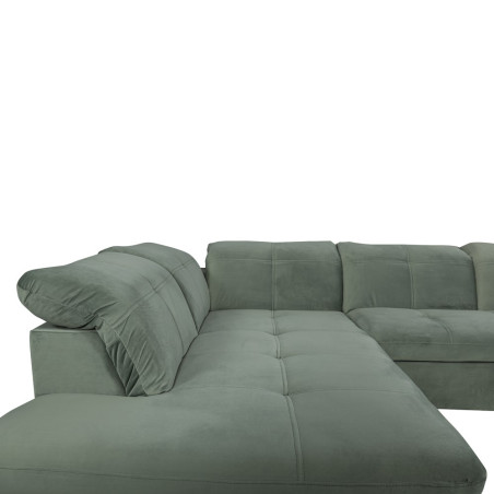 Coltar U Extensibil Sevilia Lux, Stanga, 6 Locuri, Tetiere Reglabile, Verde Menta, 355 Cm-01