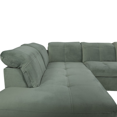 Coltar U Extensibil Sevilia Lux, Stanga, 6 Locuri, Tetiere Reglabile, Verde, 355 Cm-01