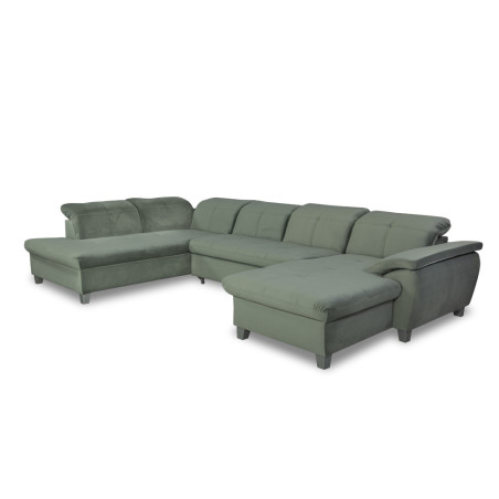 Coltar U Extensibil Sevilia Lux, Stanga, 6 Locuri, Tetiere Reglabile, Verde, 355 Cm-01