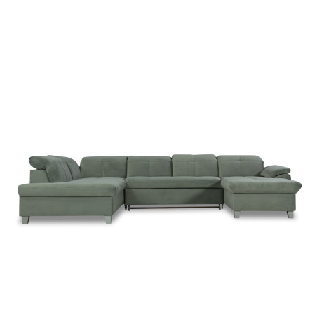 Coltar U Extensibil Sevilia Lux, Stanga, 6 Locuri, Tetiere Reglabile, Verde Menta, 355 Cm-01