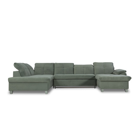 Coltar U Extensibil Sevilia Lux, Stanga, 6 Locuri, Tetiere Reglabile, Verde, 355 Cm-01