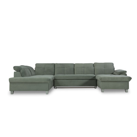 Coltar U Extensibil Sevilia Lux, Stanga, 6 Locuri, Tetiere Reglabile, Verde Menta, 355 Cm-01