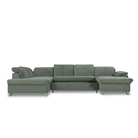 Coltar U Extensibil Sevilia Lux, Stanga, 6 Locuri, Tetiere Reglabile, Verde, 355 Cm-01