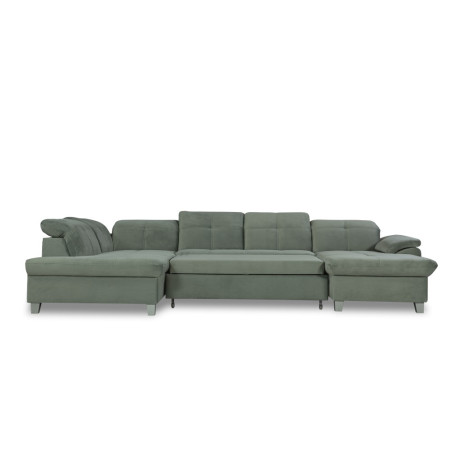 Coltar U Extensibil Sevilia Lux, Stanga, 6 Locuri, Tetiere Reglabile, Verde, 355 Cm-01