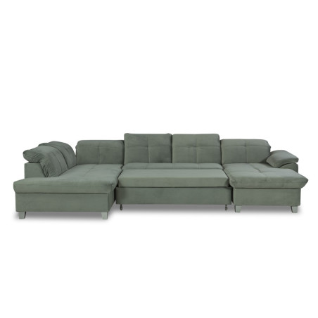 Coltar U Extensibil Sevilia Lux, Stanga, 6 Locuri, Tetiere Reglabile, Verde, 355 Cm-01