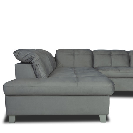Coltar U Extensibil Sevilia Lux, Stanga, 6 Locuri, Tetiere Reglabile, Gri Deschis, 355 Cm-01